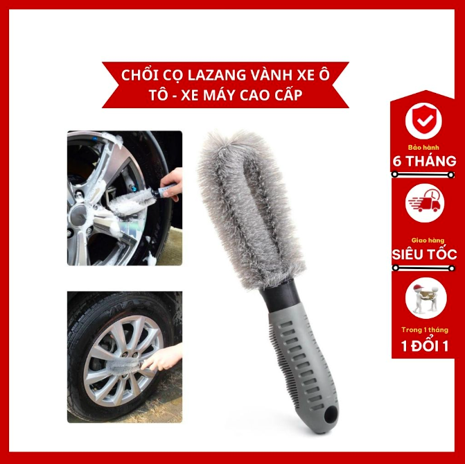 Chổi cọ rửa vành mâm, lazang bánh xe - Kích thước 25cm x 6,5cm x 3cm - Vệ xinh đánh lốp xe ô tô.