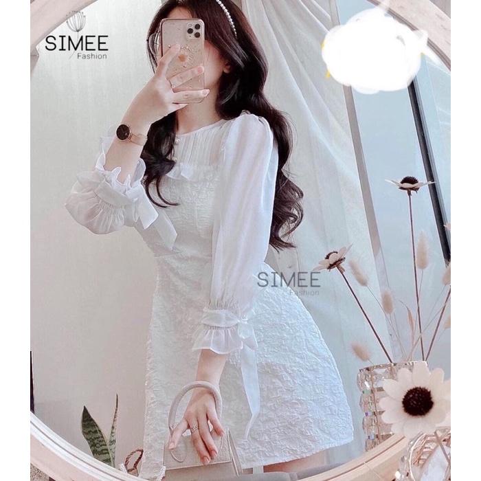 Váy thiết kế Simee gấm xốp cổ bèo