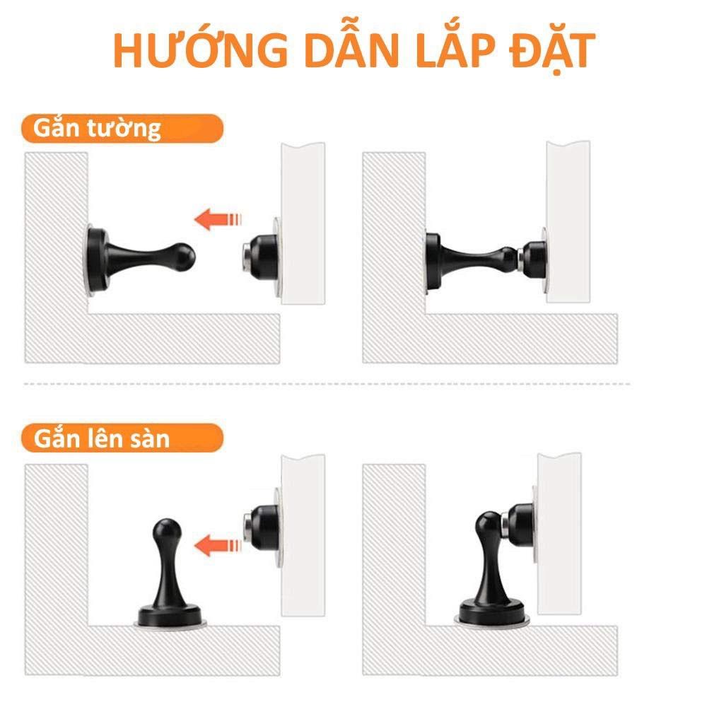 Chặn Cửa Siêu Hít Nam Châm, Chống Va Đập Cửa Với Tường, Với Miếng 3M Gắn Sàn - Tường, Không Khoan Đục. Kingler 1300