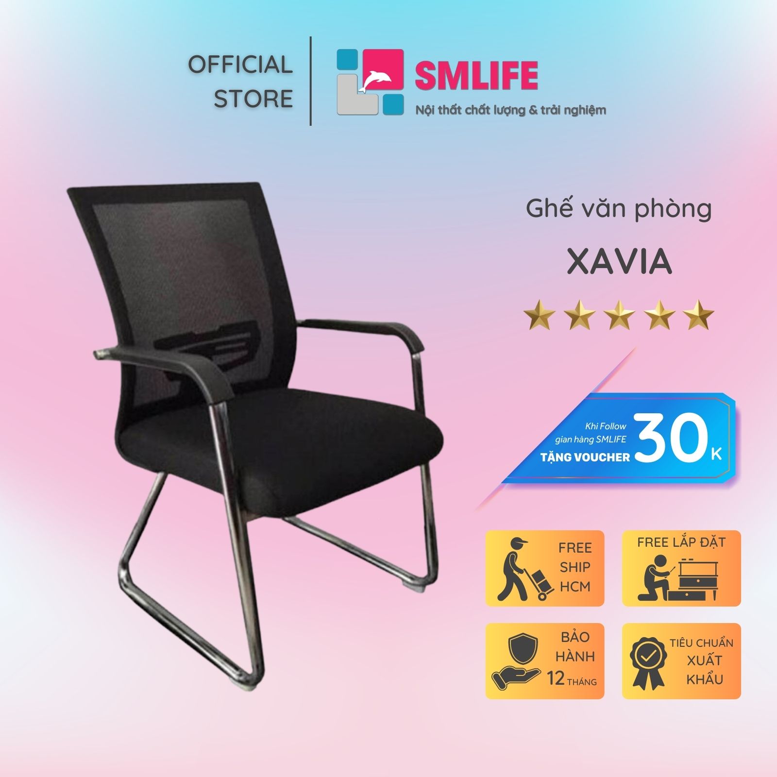 Ghế văn phòng chân quỳ bọc lưới SMLIFE Xavia