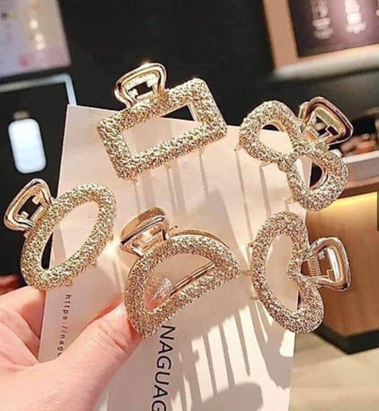 Bộ 5 kẹp tóc nữ vàng kim style kiểu Hàn Quốc siêu xinh