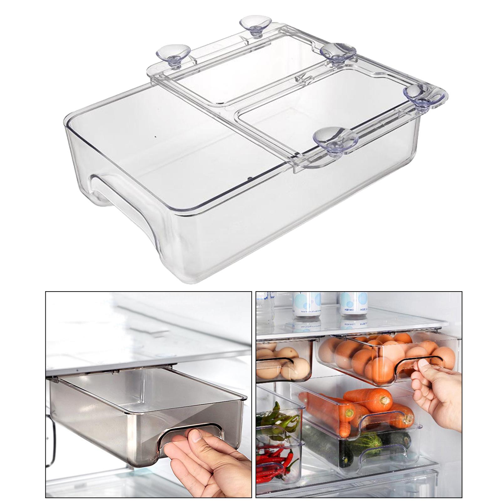 Slide Fridge Organizer Box Refrigerator Storage Drawer Box Transparent black