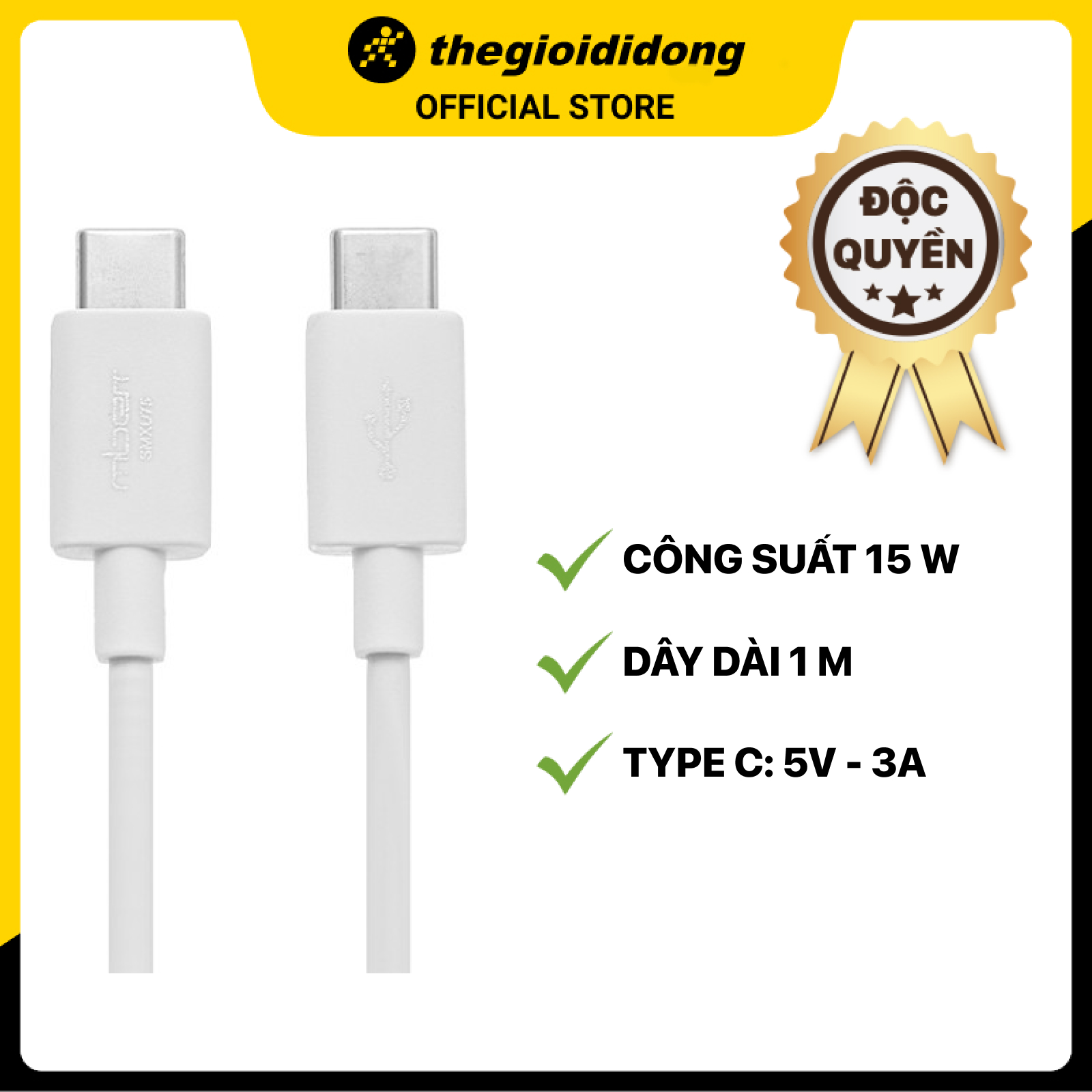 Cáp Type C - Type C 1 m Mbest SMXU75 Trắng - Hàng chính hãng