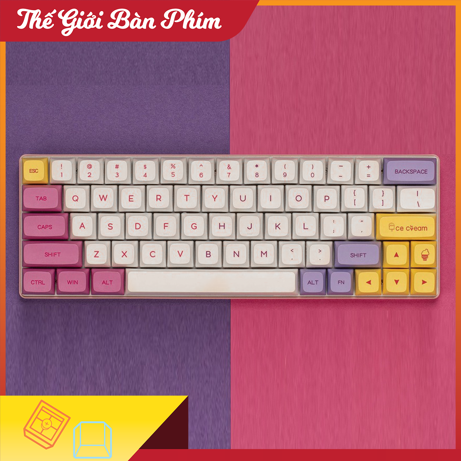 Keycap Ice Cream PBT XDA Profile cho bàn phím cơ đầy đủ 136 phím