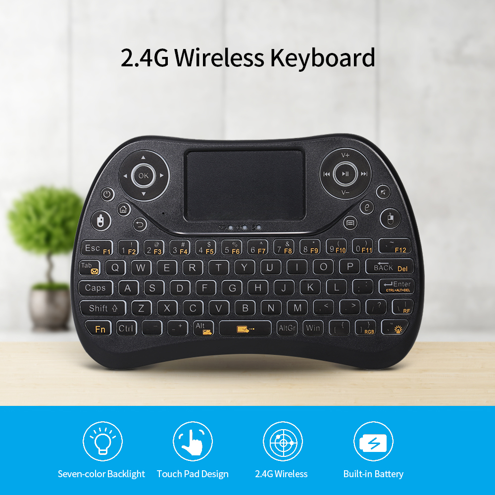 Bàn Phím Chuột Không Dây Mini Có Đèn Nền 2.4g Cho TV Thông Minh Máy Tính Xách Tay TV Box