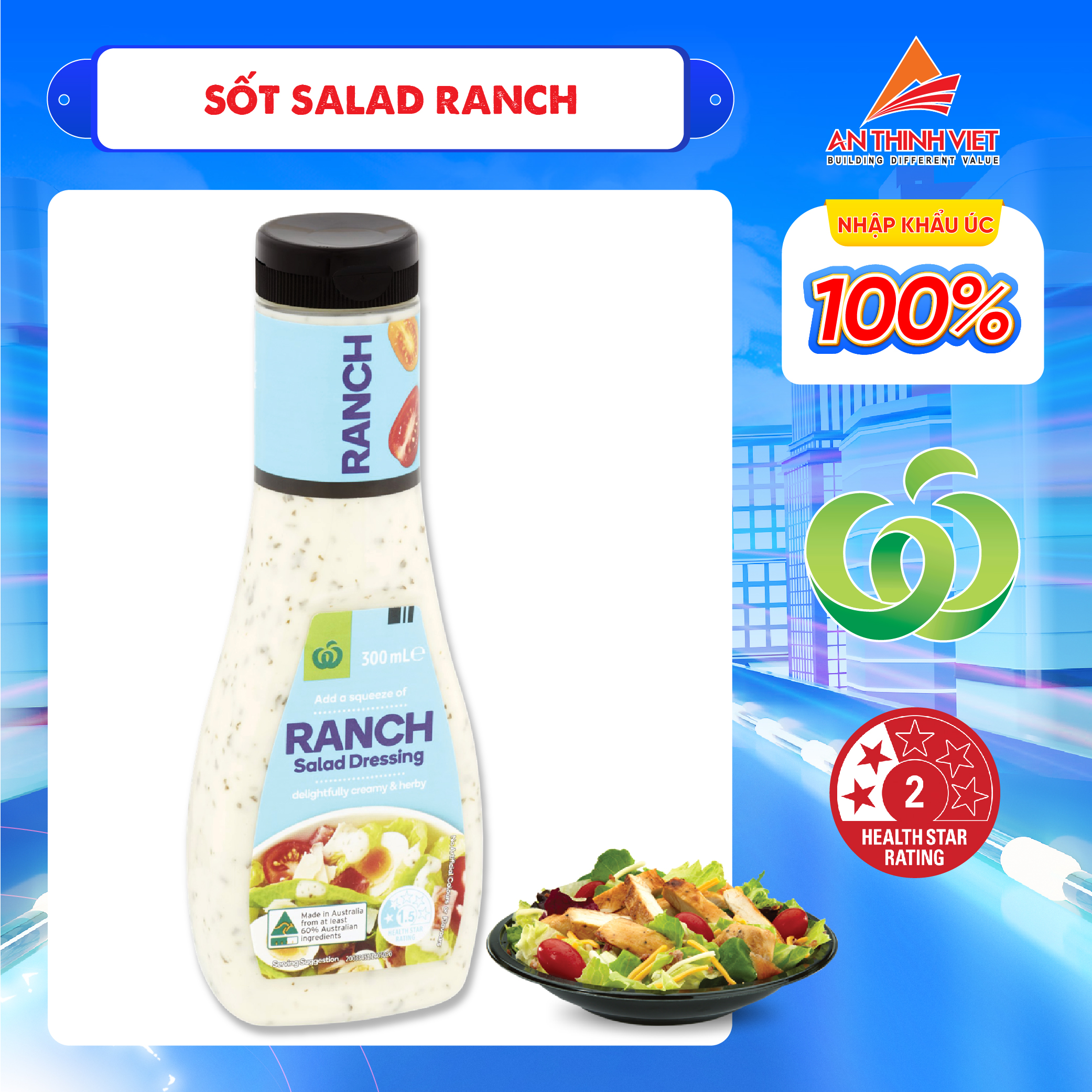 Sốt Salad Ranch - Woolworths Ranch Salad Dressing 300mI