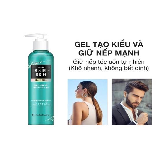 Gel Tạo Kiểu Double Rich Strong Giữ Nếp Uốn Tóc - Soft Giữ Nếp Tự Nhiên 250ml