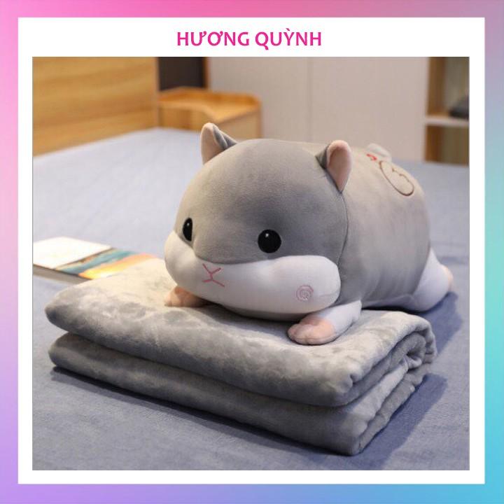 (HQ) Bộ chăn gối văn phòng hình thú gấu bông có mền cute dễ thương 2in1 HƯƠNG QUỲNH