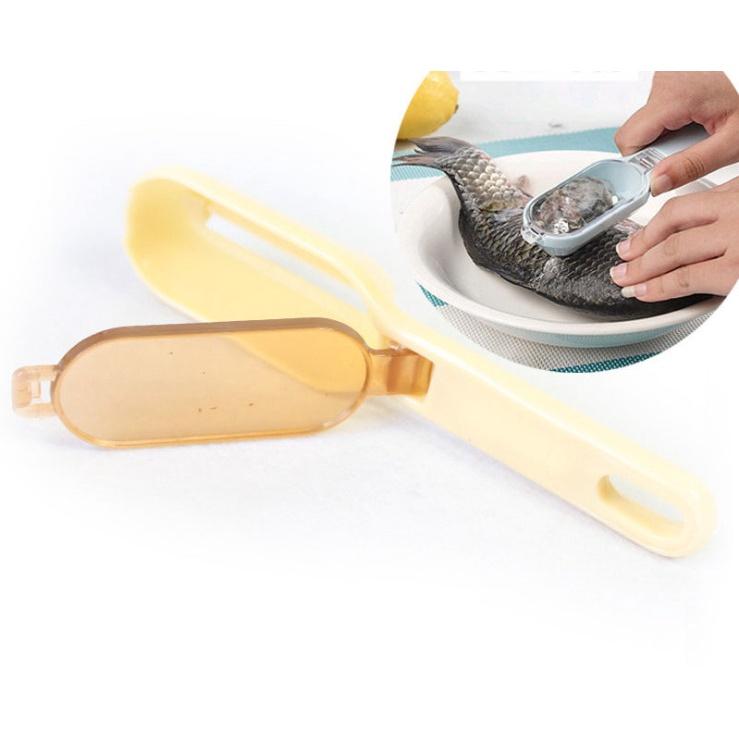 Dụng Cụ Đánh Vảy Cá Bằng Nhựa Dụng Cụ Đánh Vảy Cá Có Nắp Đậy Chống Bắn Tiện Lợi-NT