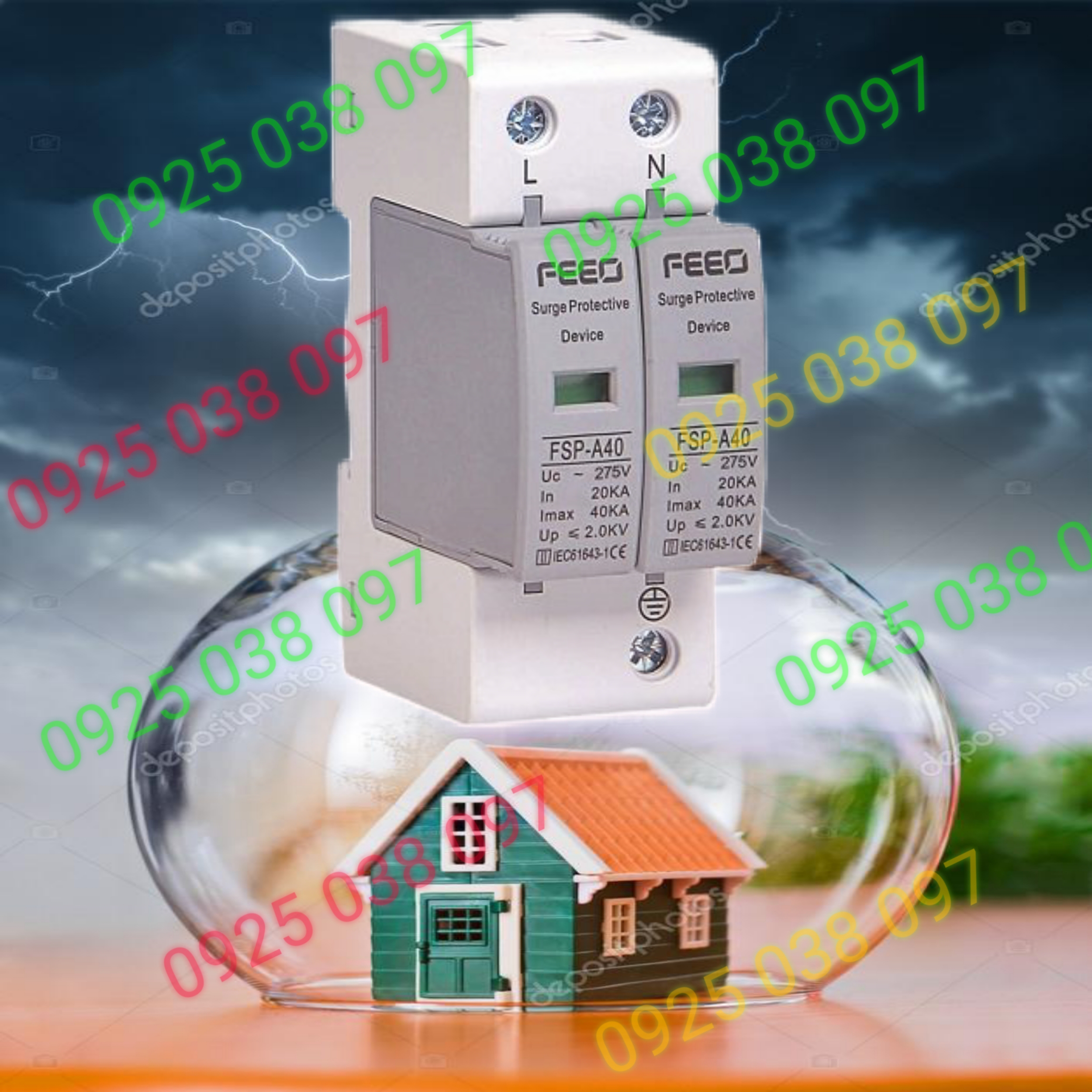 CB chống sét AC nguồn 220V 275V FSP-A40 Feeo cho nhà ở dân dụng, nhà dân lắp điện mặt trời