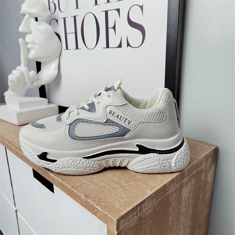 Giày MWC 0664 - Giày Thể Thao Nữ Đế Cao, Sneaker Da Đế Độn Phối Màu Hiện Đại Trendy