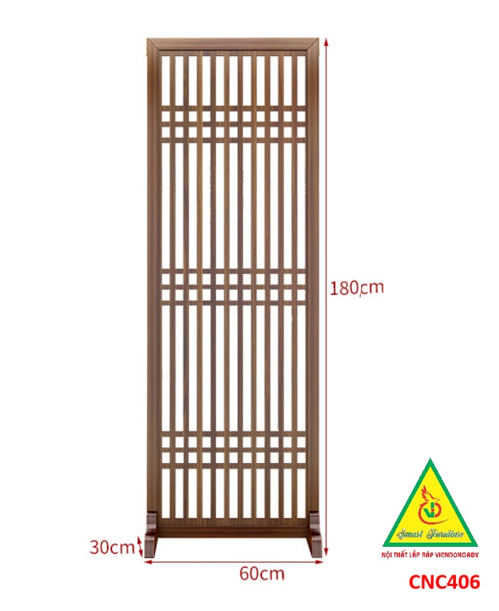 Vách ngăn phòng khách, vách ngăn tủ kệ bằng gỗ CNC406 - Nội thất lắp ráp Viendong adv