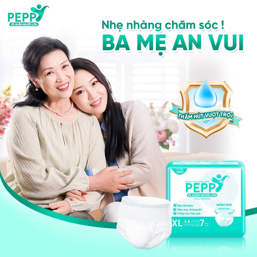 Combo 6 gói Tã/Bỉm Quần Người Lớn, Người Già Peppy Siêu Mỏng, Siêu Thấm, Mềm Mại, Kháng Khuẩn Size M8/L7/XL8