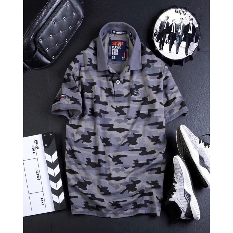 Áo thun polo phong cách Retro - Camo đen lợt
