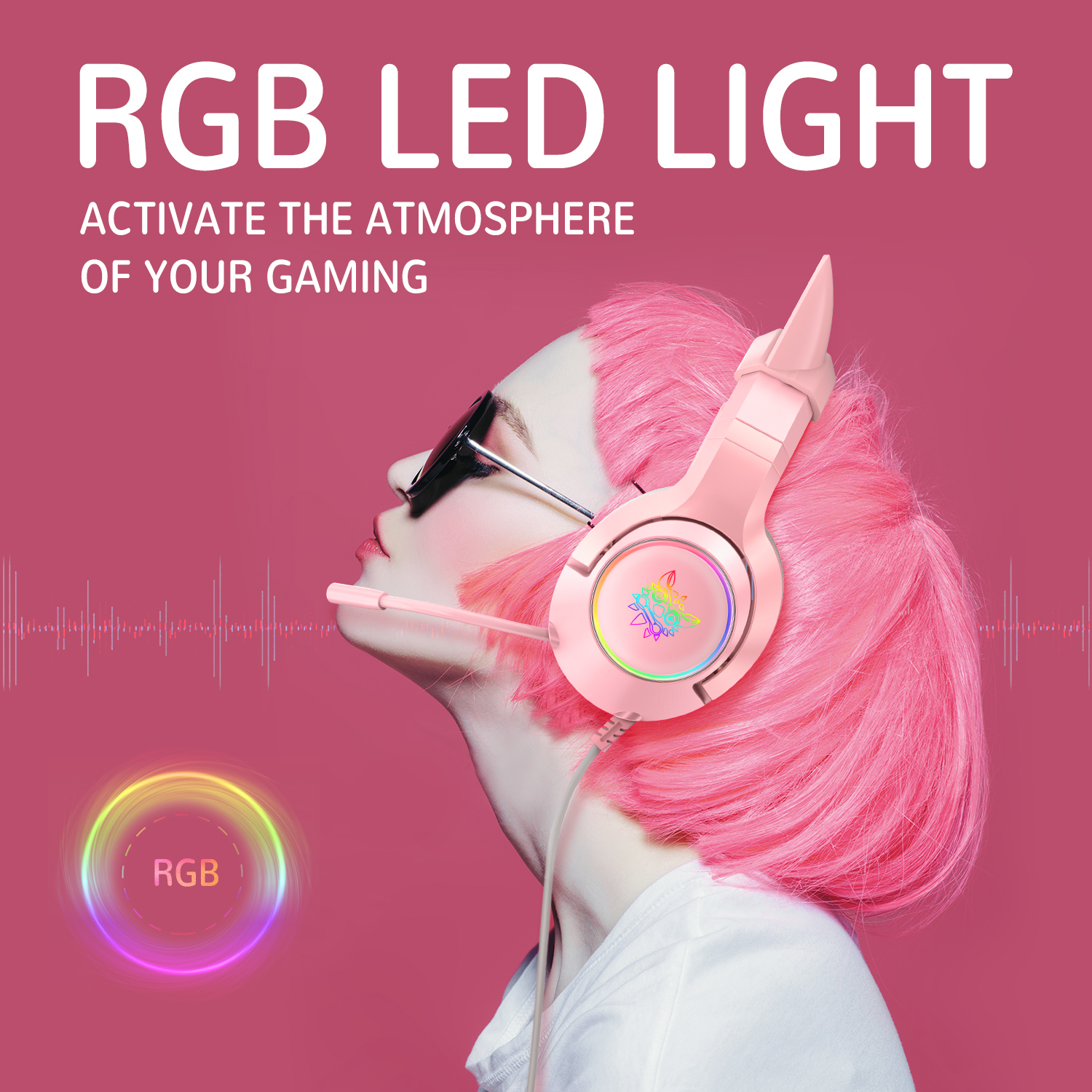 Tai Nghe Chơi Game Onikuma K9 Rgb Âm Thanh Nổi Có Tai Mèo Dành Cho Ps4, Xbox, Pc Và Switch - Hồng, Đen - Hàng chính hãng