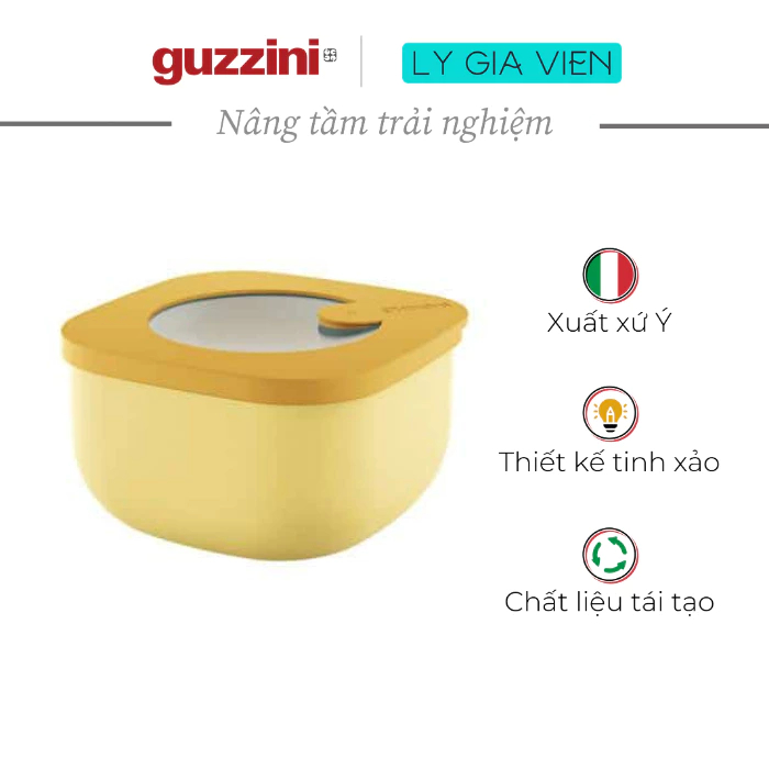 Hộp Đựng Thực Phẩm Cỡ Vừa Guzzini STORE&MORE Shallow Airtight Fridge/Freezer/Microwave Containers 975CC - Hộp Kín Không Khí - Phù Hợp Cho Tủ Lạnh/Tủ Đông/Lò Vi Sóng