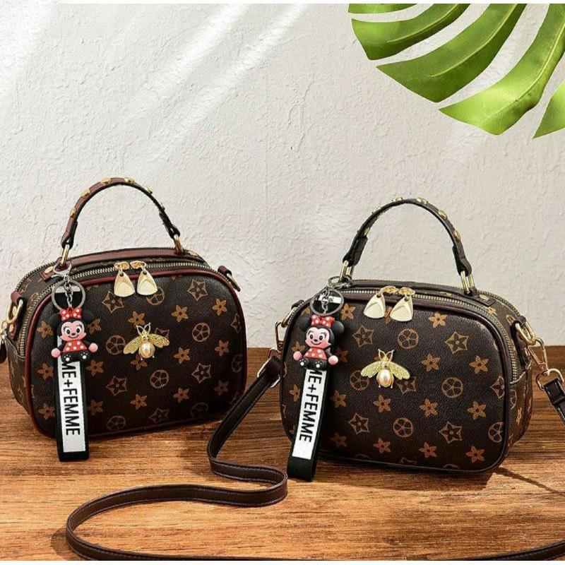 Túi xách, túi đeo chéo nữ MiiZzu thời trang công sở hoạ tiết con ong phong cách Hàn Quốc size 20cm