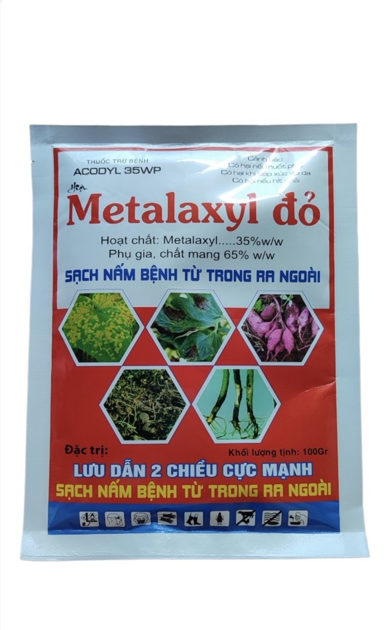 THUỐC TRỪ BỆNH ACODYL 35WP METALAXYL ĐỎ SẠCH NẤM BỆNH TỪ TRONG RA NGOÀI Gói 100gr