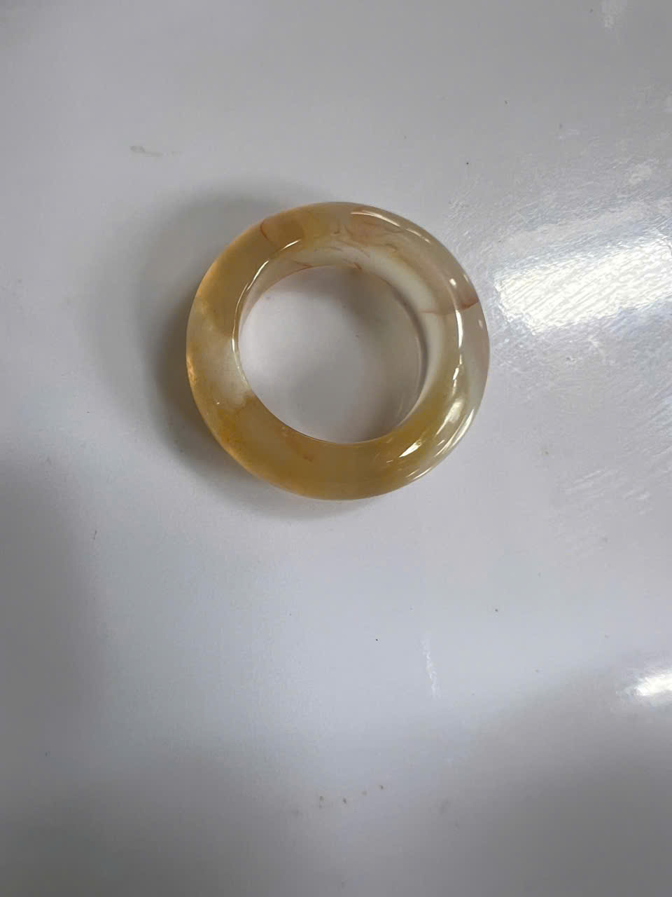 Nhẫn Nữ mới Đá Mã Não Bông Bông Vàng Tươi Trắng Bóng Đẹp Ni 16mm Cao 7mm Dầy 4mm Chị em Nữ mệnh Kim mệnh Thủy mệnh Thổ đeo lên tay xinh xắn may mắn ạ