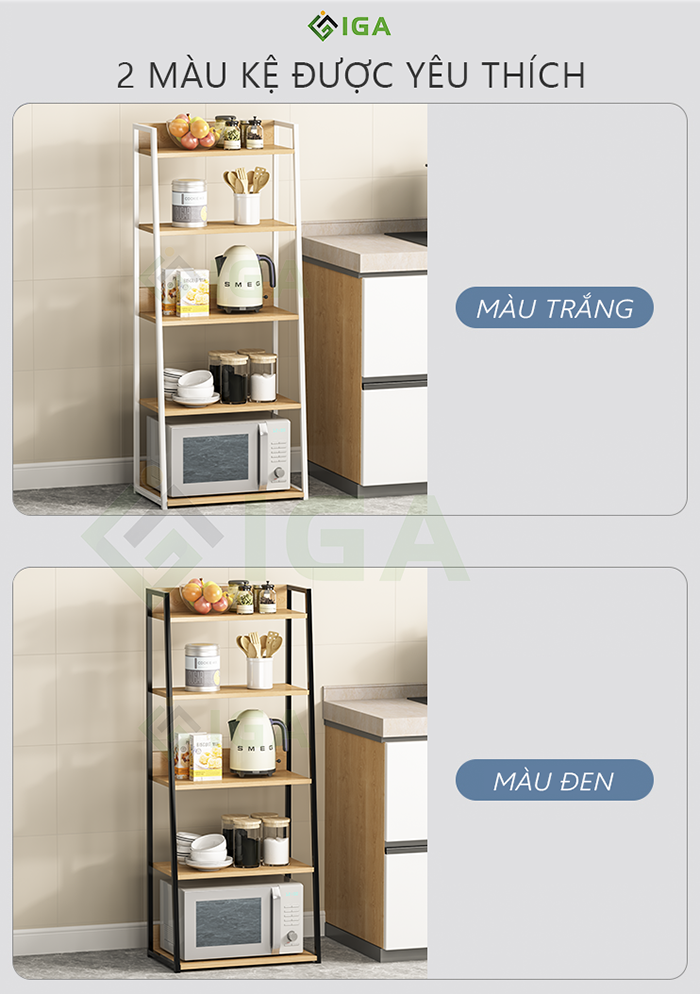 Kệ đa năng 5 tầng, kệ lò vi sóng, để đồ dùng trong bếp khung thép chống gỉ sơn tĩnh điện- AM05/AM06