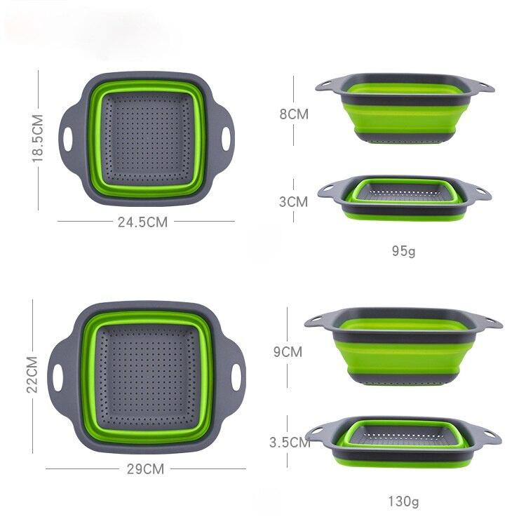 Colander Dish Drainer Foldable Strainer Fruit Vegetable Washing Basket Silicone Colander Collapsible Drainer Kitchen Tools