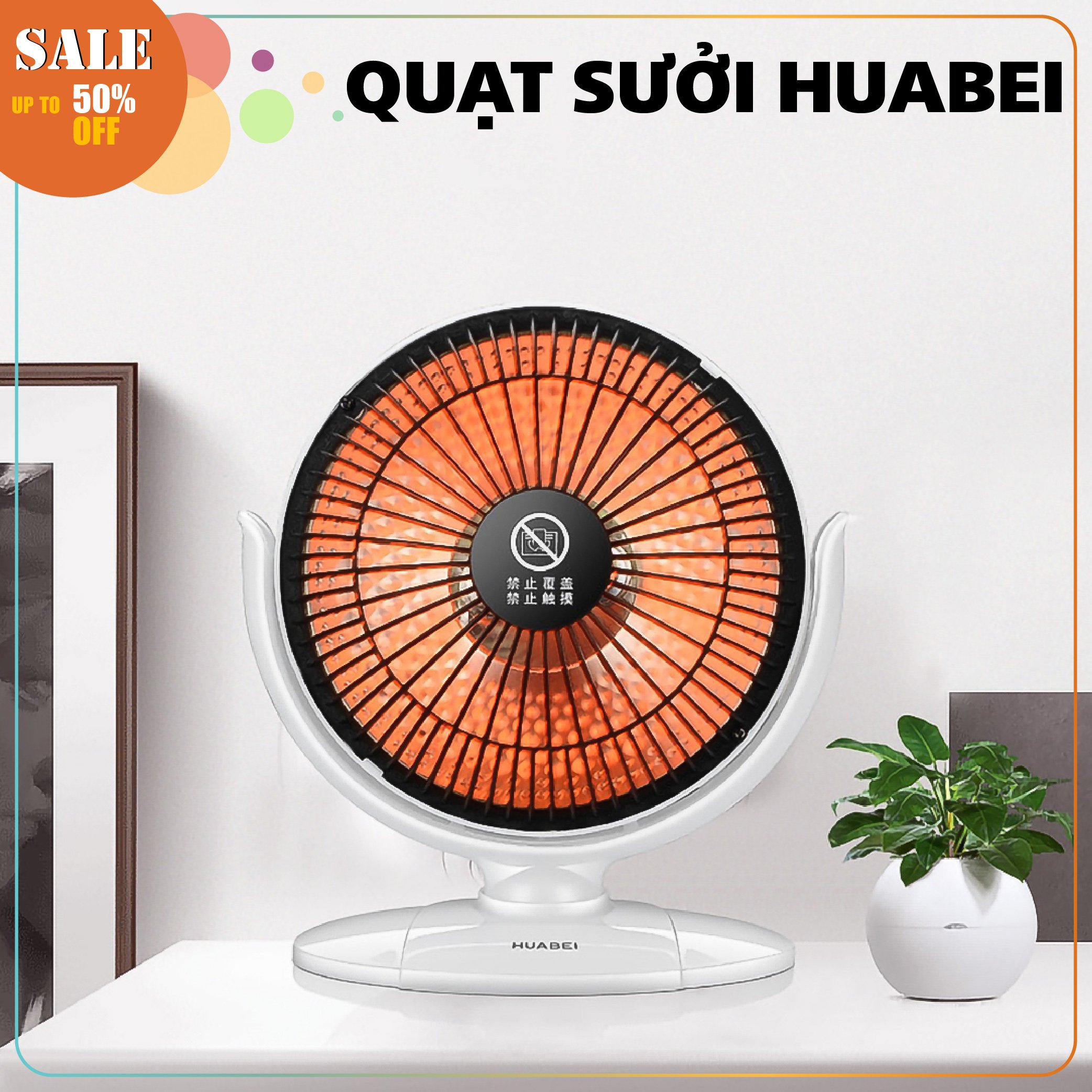 Máy sưởi mini để bàn HuaBei HBH-6A tiện lợi giữ ấm phòng ngủ