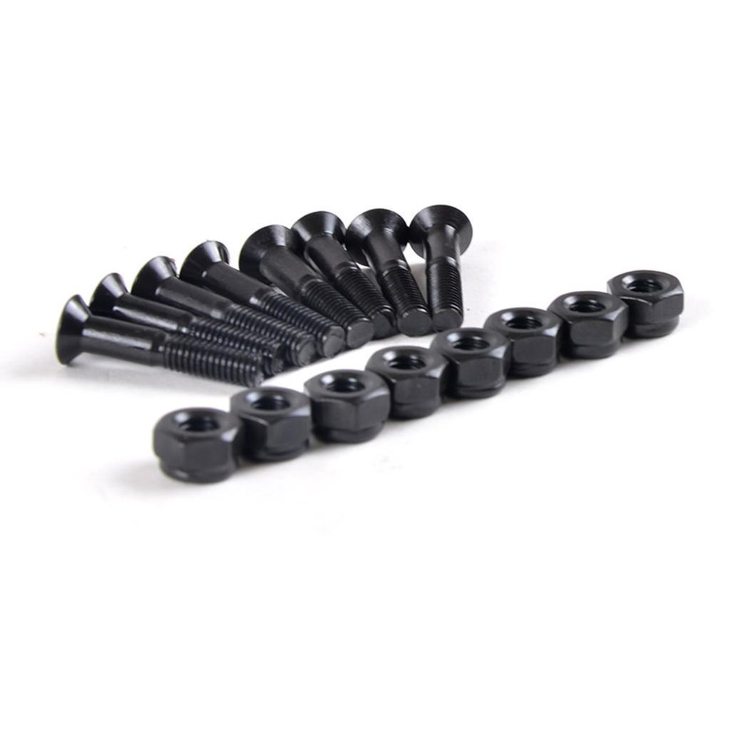 8 Pcs/ Skateboard 25mm Screws Bolts & Nuts Set Replacment - Black