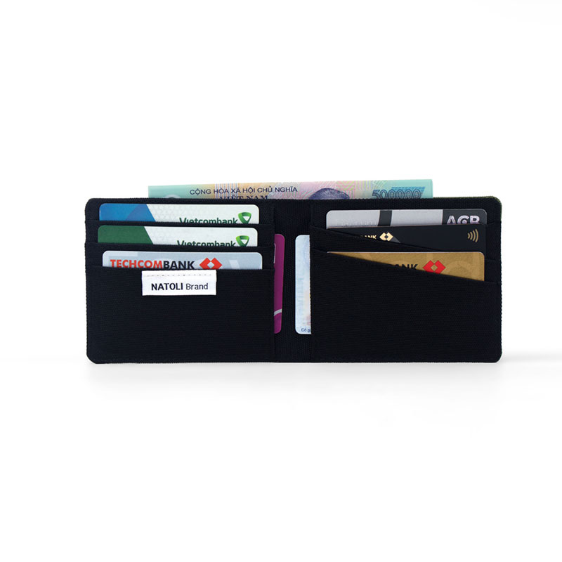 Ví da nam nữ dáng ngang NATOLI gập đôi đựng thẻ cầm tay cao cấp BST Simple Horizontal Wallet V4