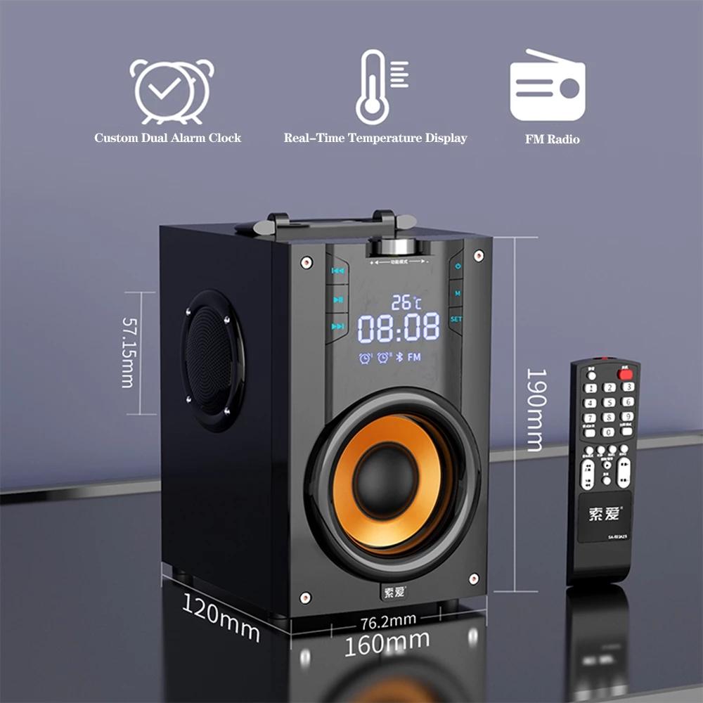 SOAIY Công suất lớn hơn Loa Bluetooth Cột di động Loa ngoài trời Loa siêu trầm Loa vi tính của Trung tâm âm nhạc có điều khiển từ xa Màu sắc: Đen