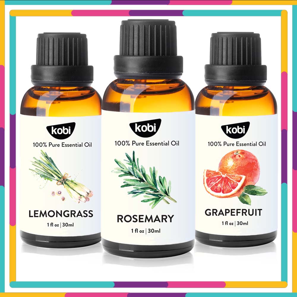 Combo 3 Tinh Dầu Xông Phòng Kobi: Tinh Dầu Sả Chanh + Tinh Dầu Hương Thảo + Tinh Dầu Bưởi - Tinh Dầu Thiên Nhiên Nguyên Chất, Tốt Cho Bé Sơ Sinh, Giúp Giữ Ấm Cơ Thể, Phòng Ngừa Bệnh Hô Hấp Hiệu Quả