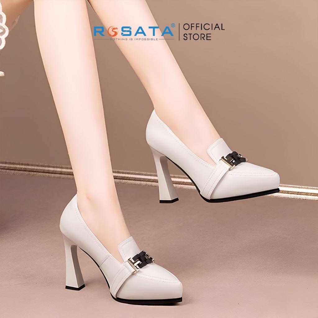 Giày cao gót nữ ROSATA RO594 xỏ chân mũi nhọn kiểu dáng cơ bản gót nhọn cao 9cm xuất xứ Việt Nam