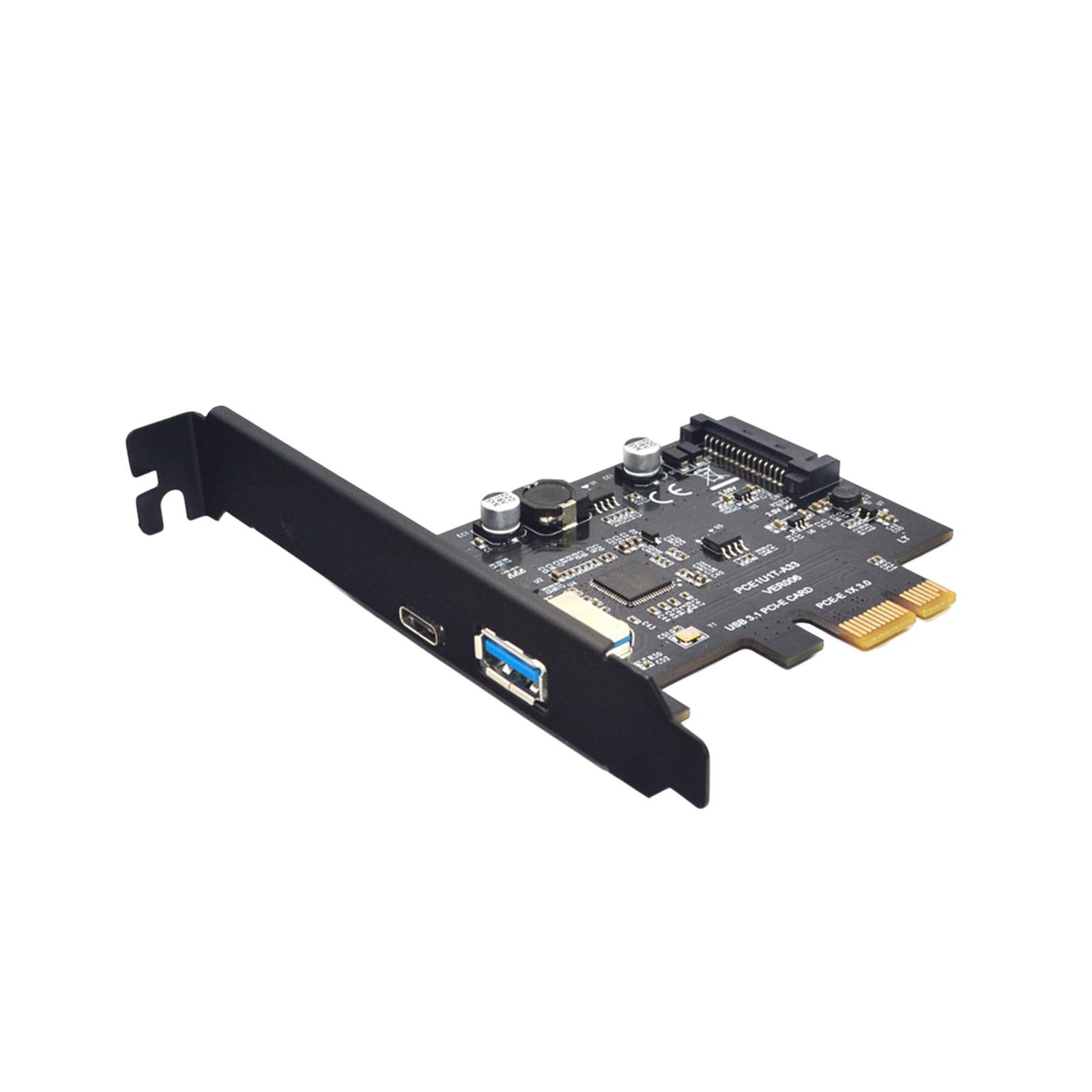 Pci-e to USB 3.1 10 Gbps USB A + USB C Expansion Card Components Easy to Install High Performance Adapter Card for Computer