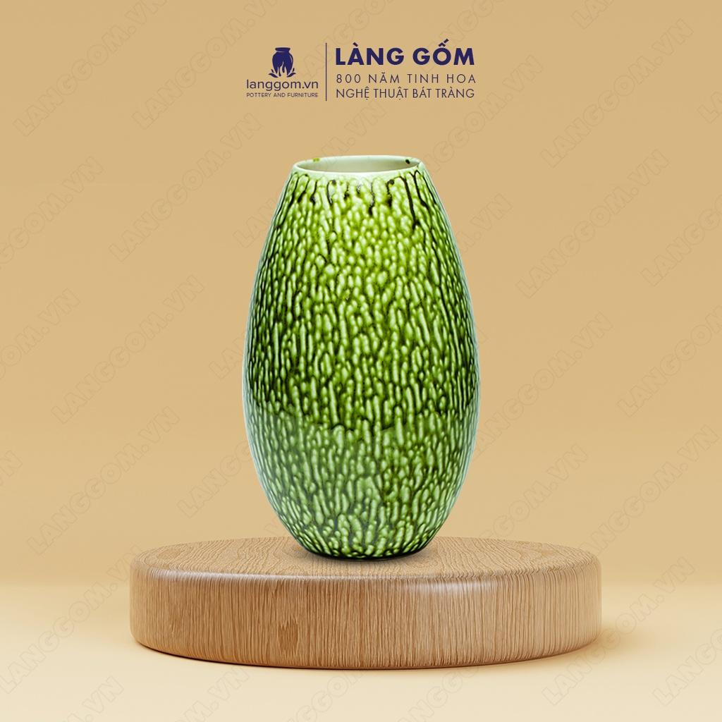 Bình hoa, lọ hoa Gốm sứ Bát Tràng cao cấp Men chảy quả đu đủ dùng làm quà tặng, trang trí - Làng Gốm Bát Tràng