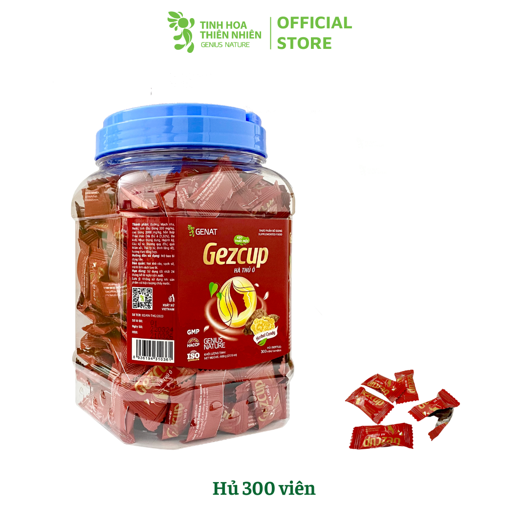 Kẹo thảo mộc Gezcup Hà thủ ô (Hủ 300 viên) - Genat