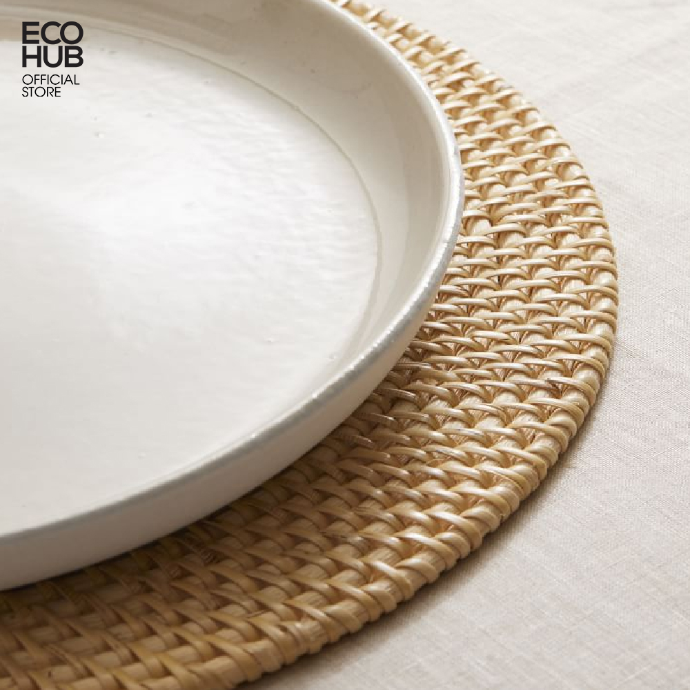 Lót đĩa Bằng Mây Guột bàn ăn (D35cm) Sang trọng (Artesia Natural Round Placemat) | EH014