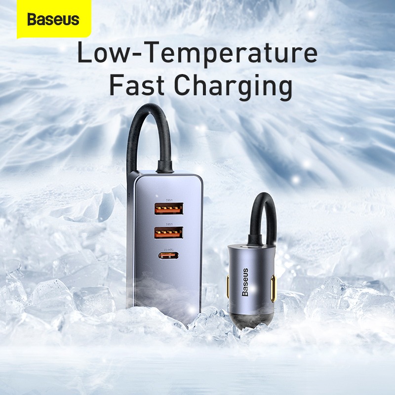 Tẩu sạc nhanh mở rộng 4 Port Baseus Share Together Extention Car Charger 120W - Hàng Chính Hãng