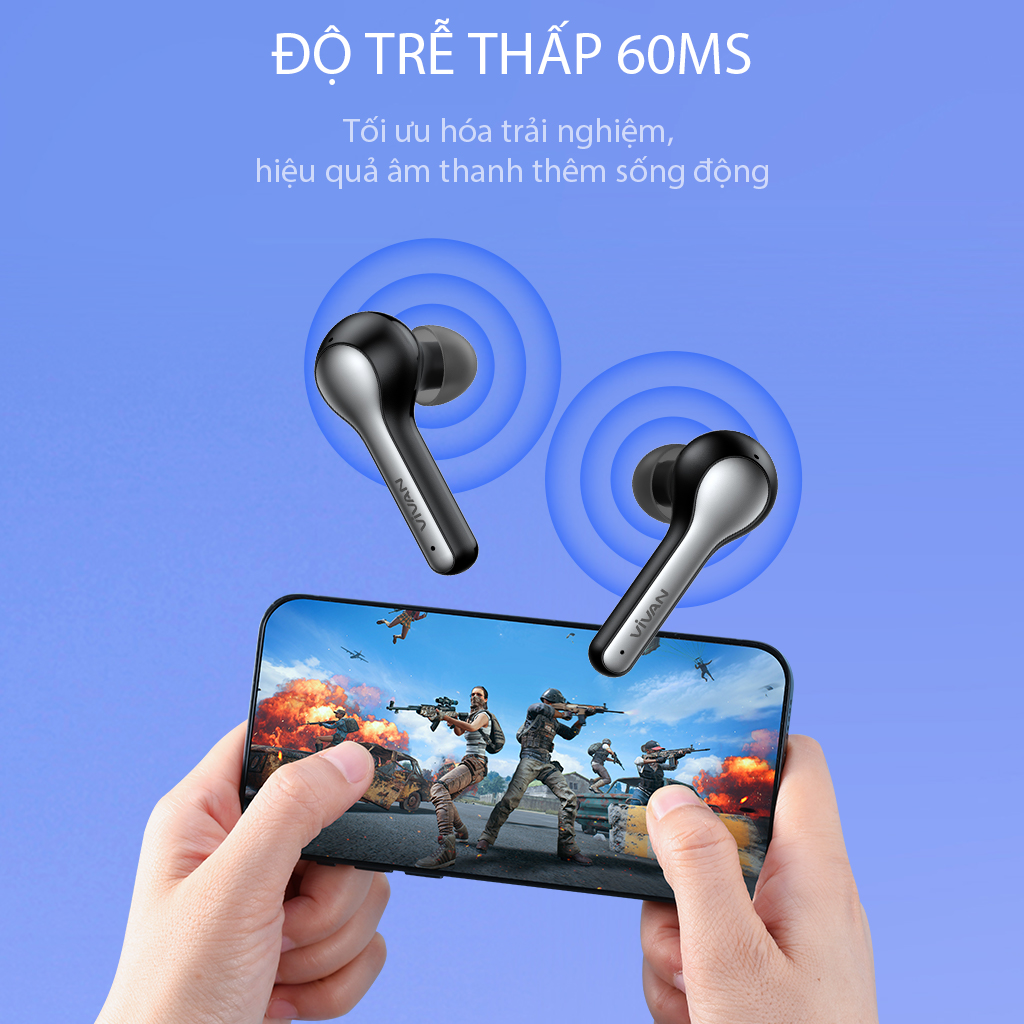 Tai Nghe Bluetooth VIVAN Liberty T210NC Cảm Ứng Chống Ồn Playtime Đến 30H - Hàng chính hãng