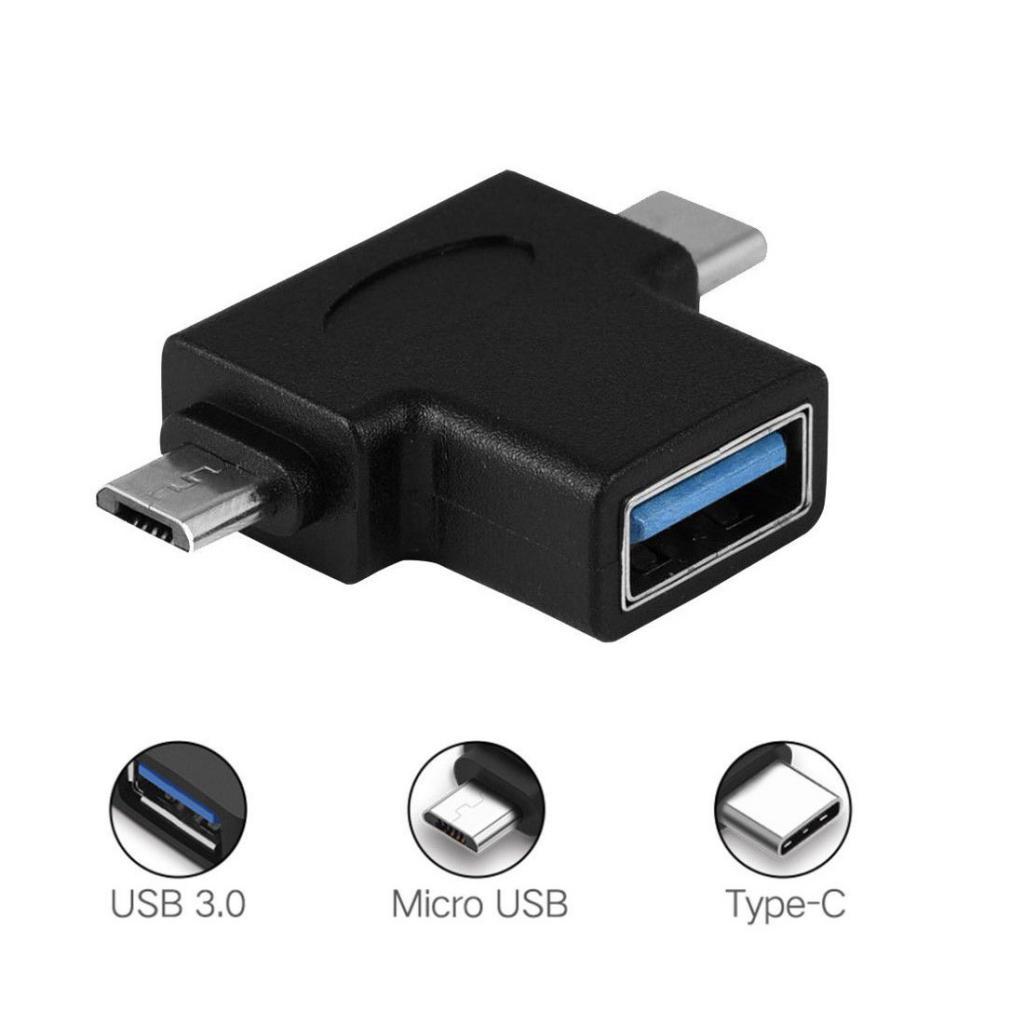 Multi-Port USB-C Micro USB To USB Converter with USB Male Extension Cable