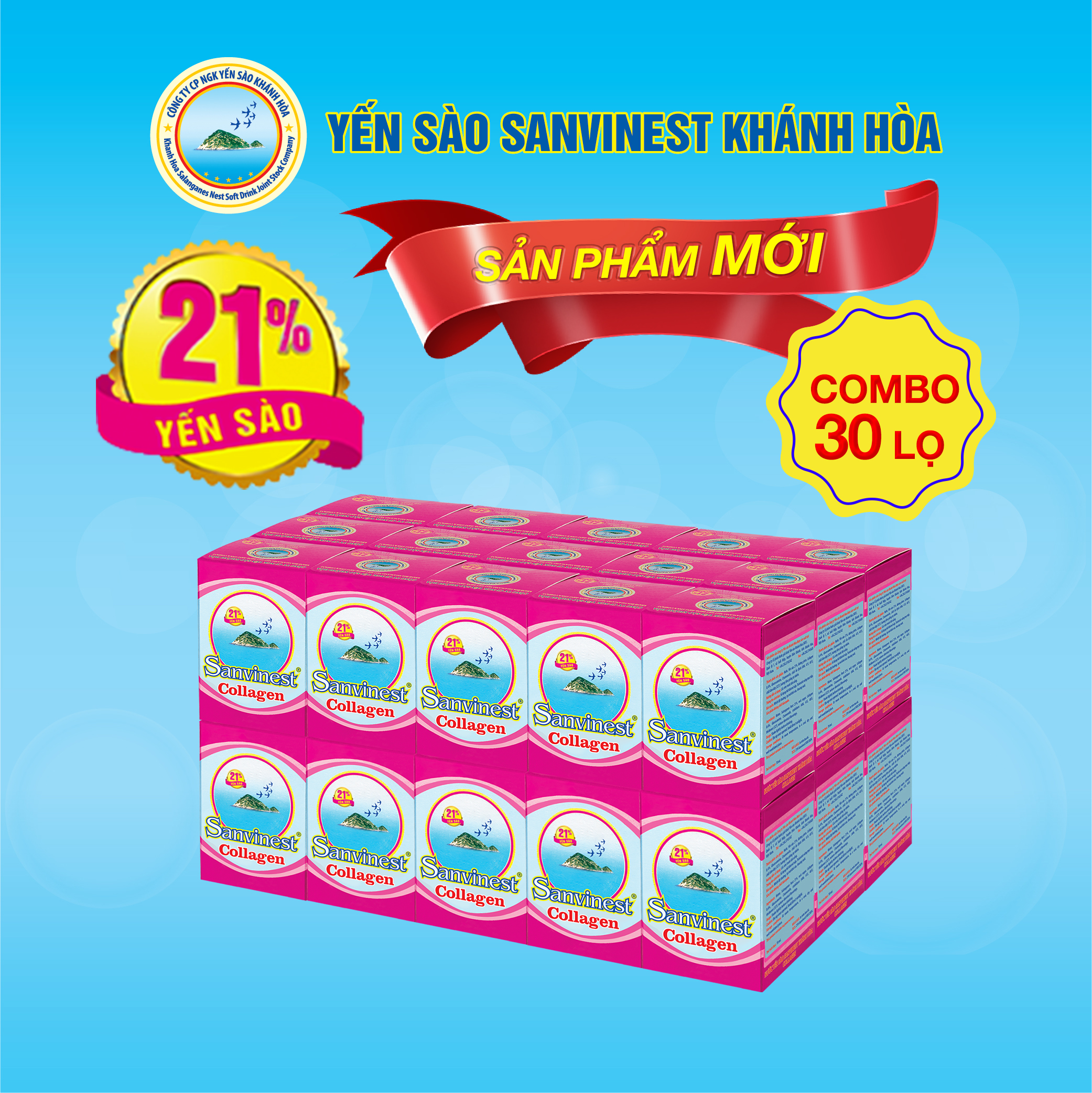 [Combo 30 lọ] Nước Yến sào Sanvinest Khánh Hòa Collagen lọ 70ml - S209