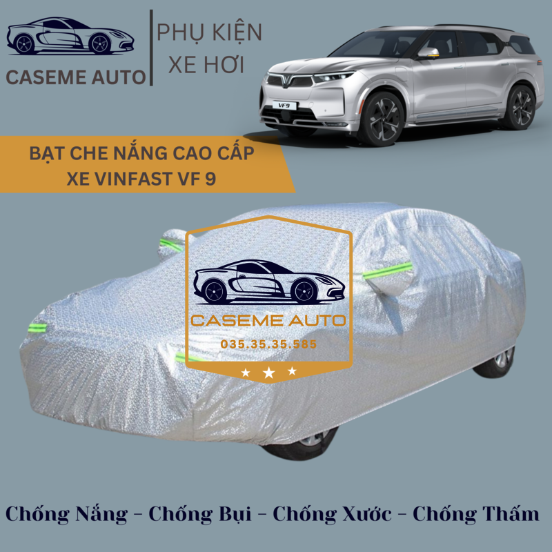 [VINFAST VF 9] Bạt phủ xe ô tô tráng nhôm cao cấp dành cho xe VINFAST VF 9 , 3 lớp chống nóng, chống thấm, chống bụi - Hàng Chính Hãng