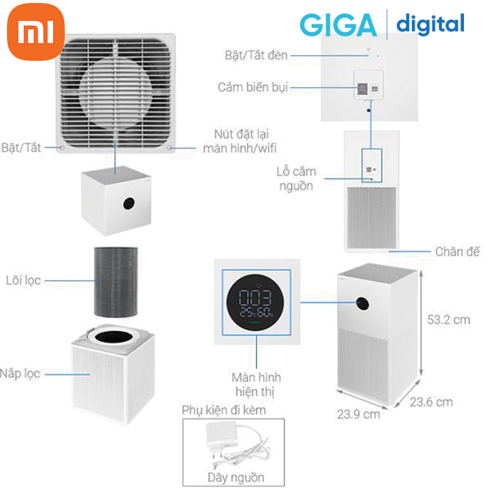 Màng lọc/ Lõi lọc HEPA cho máy lọc không khí Xiaomi 3H/ 4 Lite - Hàng Chính hãng