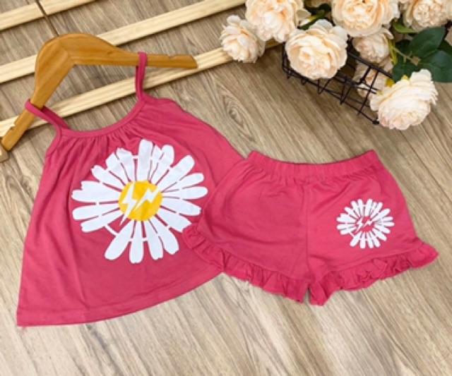 Bộ 2 dây bé gái bộ yếm dây bé gái đồ bộ mặc mát pikakids
