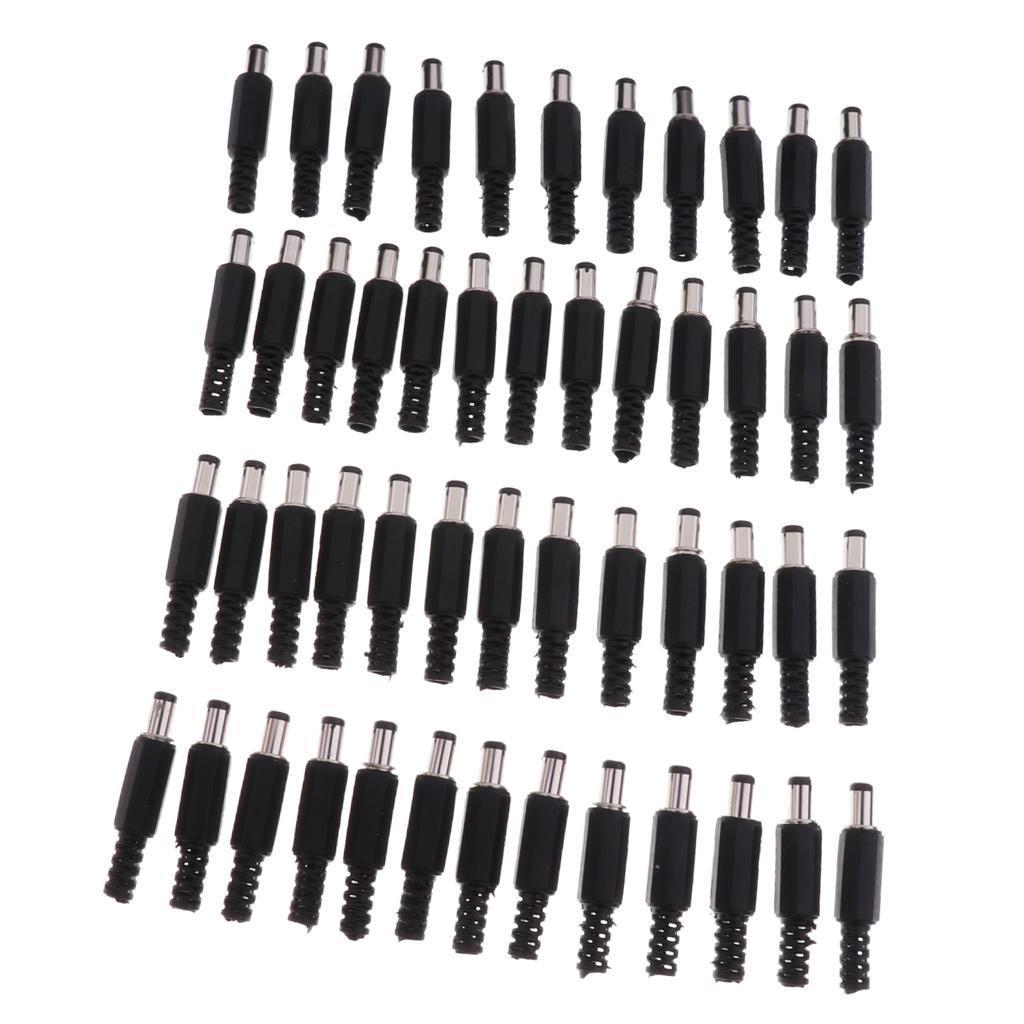 50pcs 2.5*5.5mm 2.5mm DC Power Male Plug Soldering Connector Plastic Cover Black
