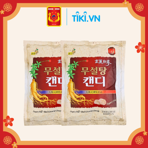 Combo 2 Kẹo Hồng Sâm Hàn Quốc Không Đường Giảm Căng Thăng - Ginseng House Bịch vàng 500g*2