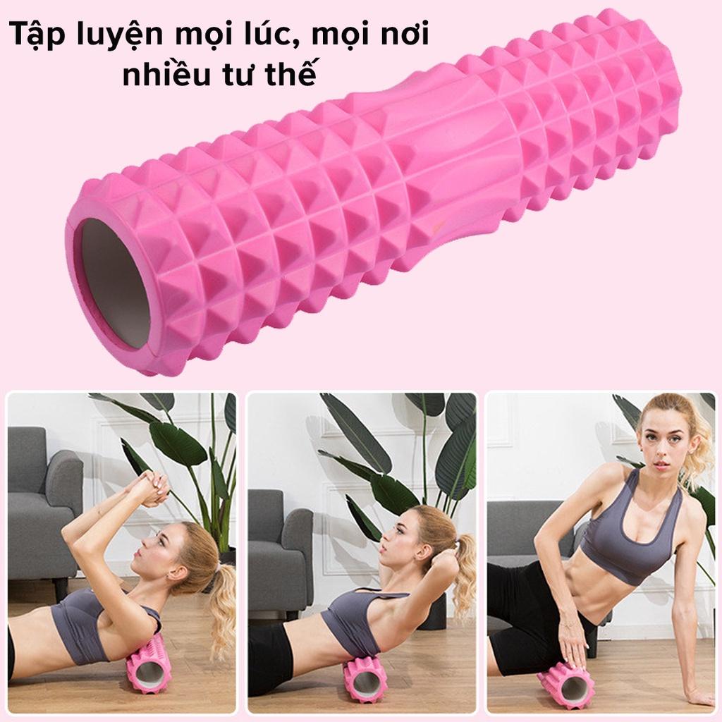 Foam Roller Massage - Con Lăn Yoga Matxa Tập Gym Tập Thể Thao Giãn Cơ Ống Trụ Lăn Xốp Có Gai Hãng Amalife