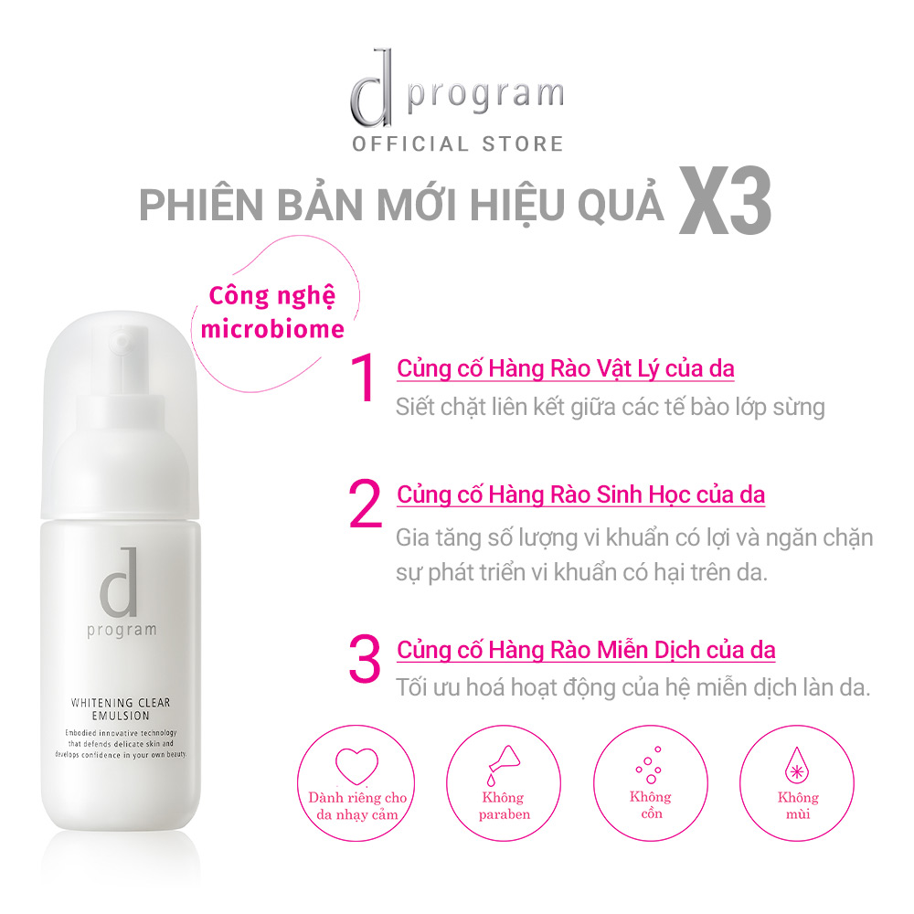 Sữa Dưỡng Sáng Cho Da Nhạy Cảm d program Whitening Clear Emulsion 100ml