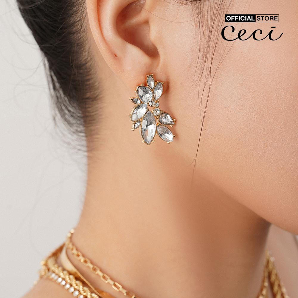 CECI - Khuyên tai nữ xỏ lỗ thiết kế đá lớn lấp lánh CC1-09000135-27
