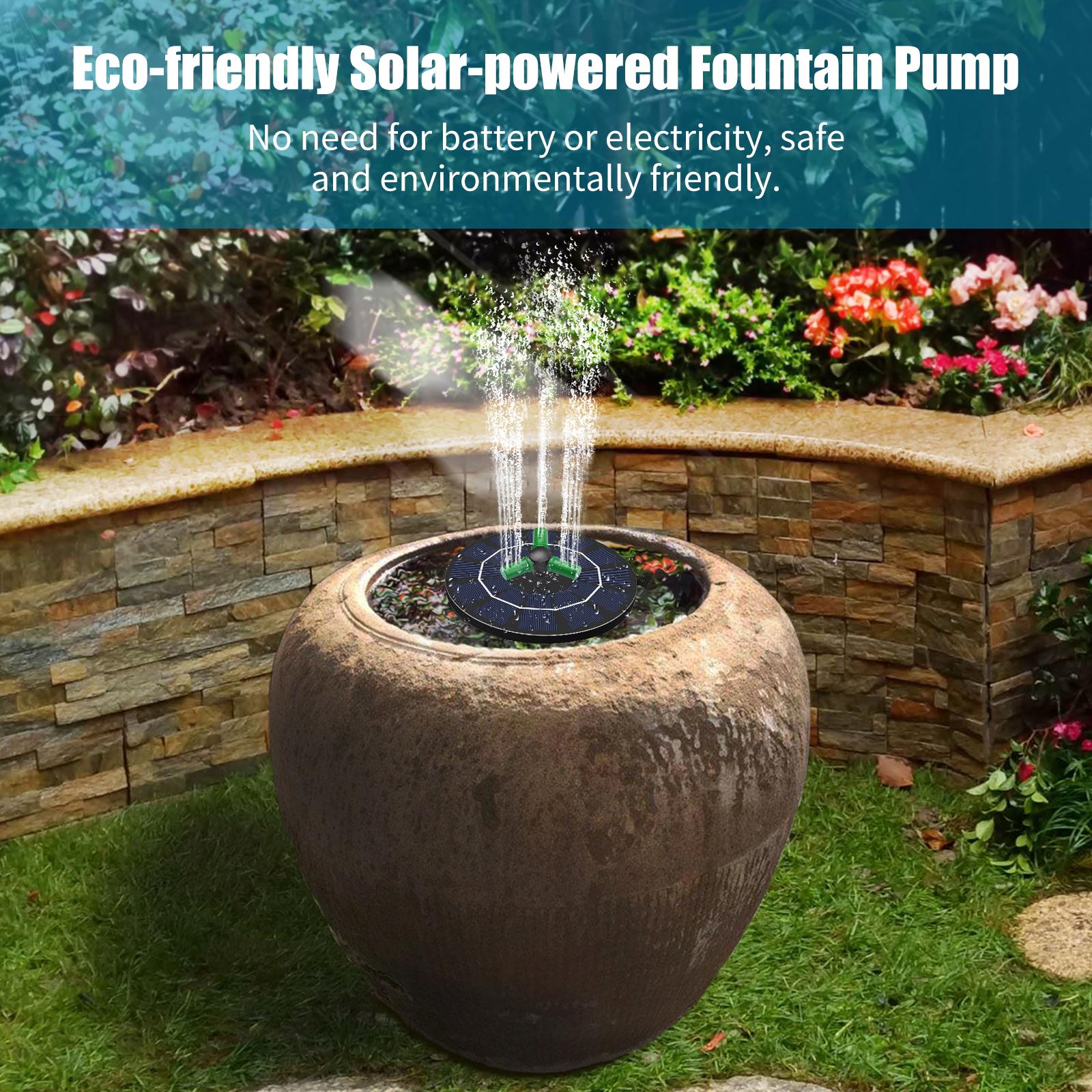 2.5W Solar Fountain Pump With 360°Rotatable Nozzle Water Pump Floating Circle Fountain for Bird Bath Garden Small Pond