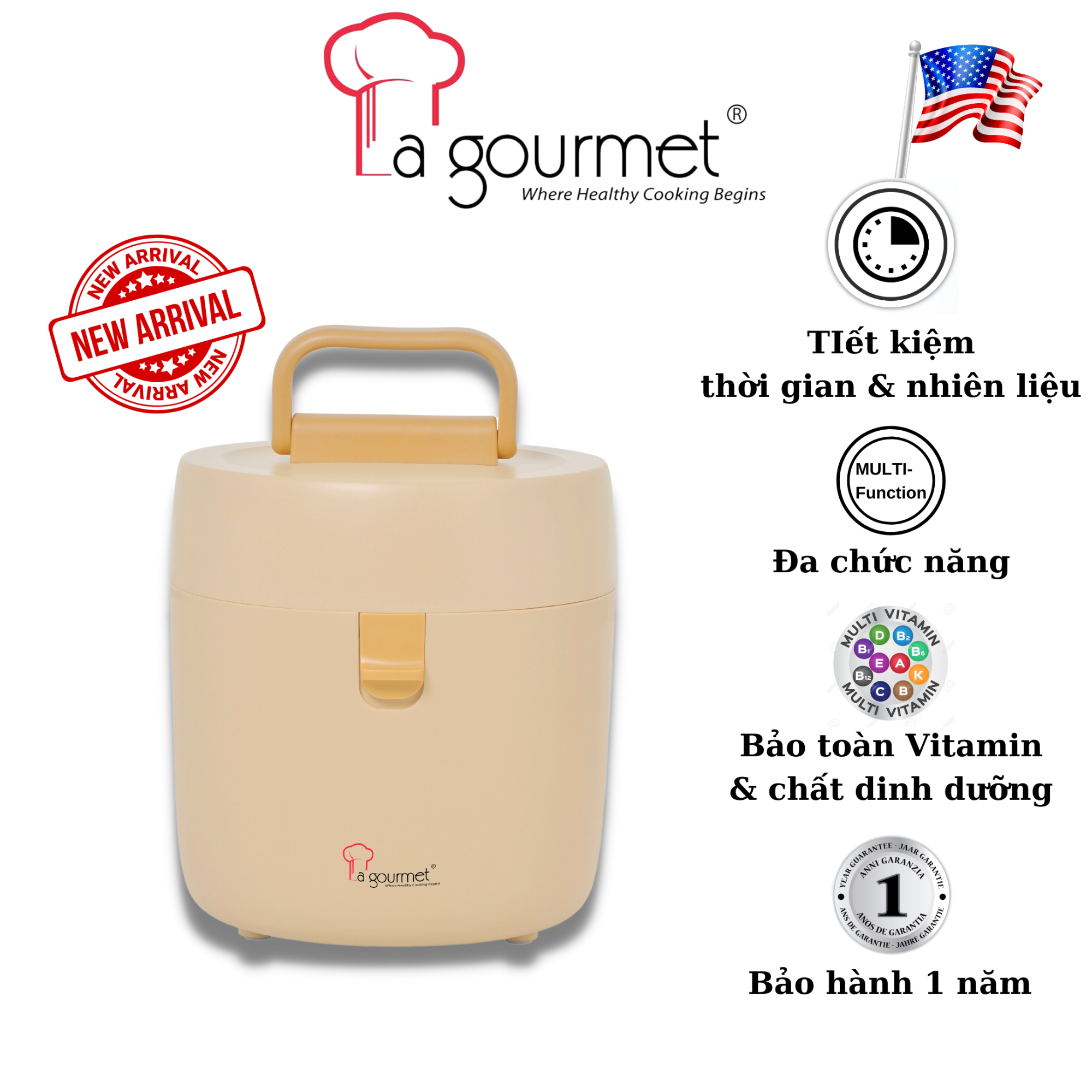 Nồi ủ chân không - nấu chậm cao cấp La gourmet 2.5L màu cam - 397621 (bảo hành 1 năm)