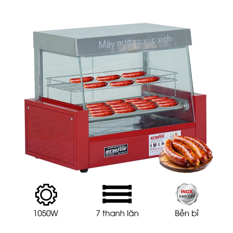 Máy nướng xúc xích 7 thanh CY-7 (kính vuông) NEWSUN - Hàng chính hãng